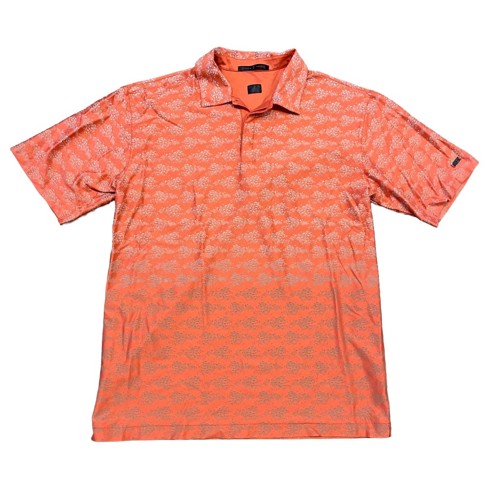 Nike Tiger Woods Golf Polo Shirt Mens Large Performance Dri Fit Floral Pink